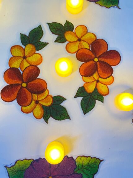 colorfull rangoli mates and door steps set of 2 pieces