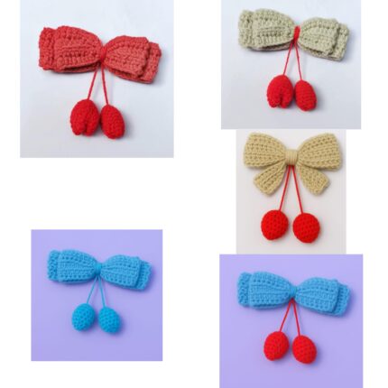Cherry Charm Crochet Hair Clips