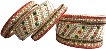 Golden Chooda with Red & White Stones and Pearl